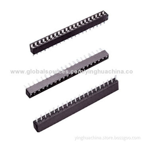 SIP Sockets, 2.54mm, 06 to 14, Single Contact Type, Black Insulator, Tin Contact Plating